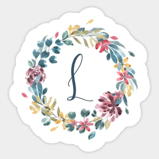 Floral Monogram L Colorful Full Blooms Sticker